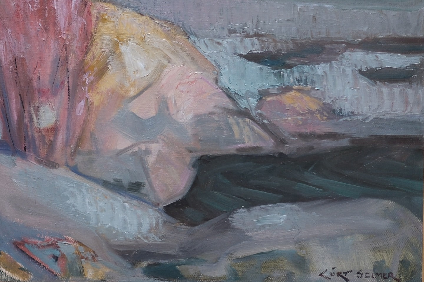 Signert maleri av den norske kunstneren Curt Selmer. Selmer (1913-1978)